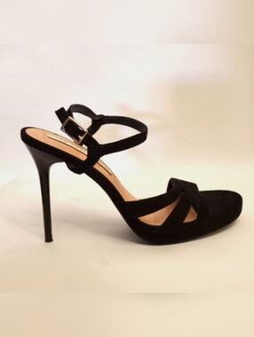 ZARA Black Suede Platform Sandal w/Stiletto Heel